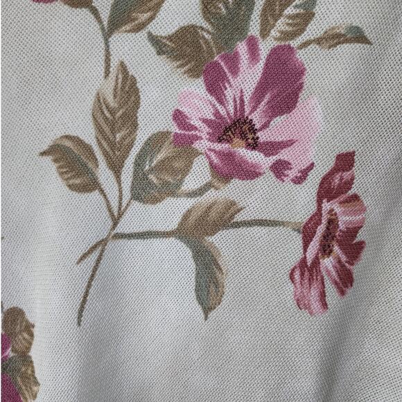 Vintage Periwinkle Mint Green Burgundy Floral Knee Midi Dress Plus Size 18 - Picture 4 of 7